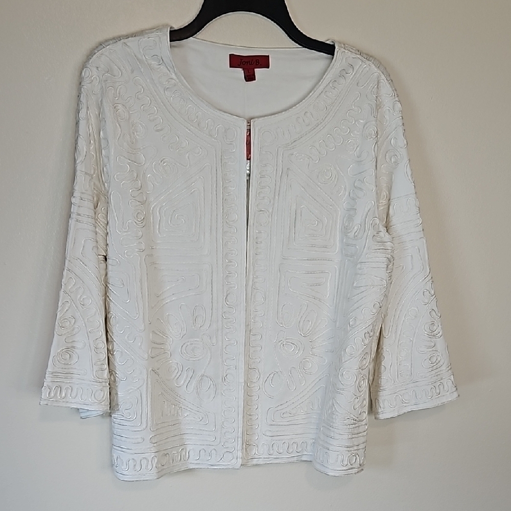 Joni B White Boxy Jacket Single Clasp Large
